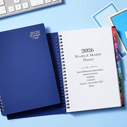 2026 Planner - 2026 Planner Weekly and Monthly ، 2026 Calendar Planner ، Jan. 2026 - ديسمبر. 2026،9 "× 11" ، مخطط شهري أسبوعي 2026 مع علامات تبويب ملونة ، غطاء مقاوم للماء ، ملزمة مزدوجة ، جيب خلفي - أسود in Saudi Arabia