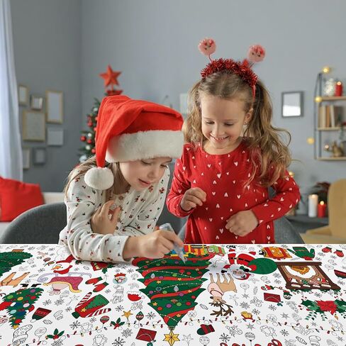Xmas Giant Coloring Tablecloth/Poster-Christmas Crafts for Kids-30 x 72 Inches Jumbo Paper Coloring Banner Gifts for Kids Activities Games Toys Party Classroom Decor Christmas Decorations in Saudi Arabia