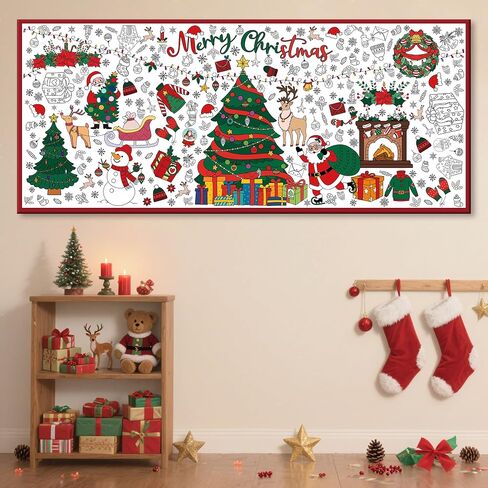 Xmas Giant Coloring Tablecloth/Poster-Christmas Crafts for Kids-30 x 72 Inches Jumbo Paper Coloring Banner Gifts for Kids Activities Games Toys Party Classroom Decor Christmas Decorations in Saudi Arabia