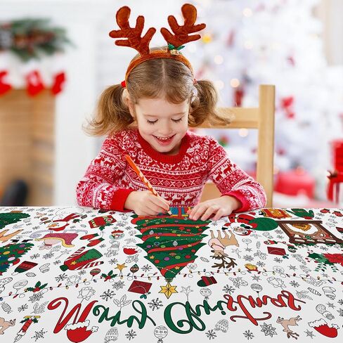 Xmas Giant Coloring Tablecloth/Poster-Christmas Crafts for Kids-30 x 72 Inches Jumbo Paper Coloring Banner Gifts for Kids Activities Games Toys Party Classroom Decor Christmas Decorations in Saudi Arabia