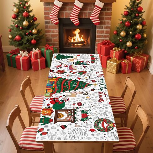 Xmas Giant Coloring Tablecloth/Poster-Christmas Crafts for Kids-30 x 72 Inches Jumbo Paper Coloring Banner Gifts for Kids Activities Games Toys Party Classroom Decor Christmas Decorations in Saudi Arabia