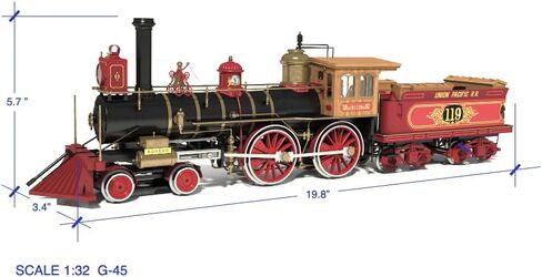 OCCRE ROGERS 119 1:32 SCALE SCALE SCOMOTIVE CONTRUSTION طراز من الخشب والمعادن #54008 (مطلوب تجميع البالغين) (نموذج مع قاعدة عرض - بدون طلاء) in Saudi Arabia