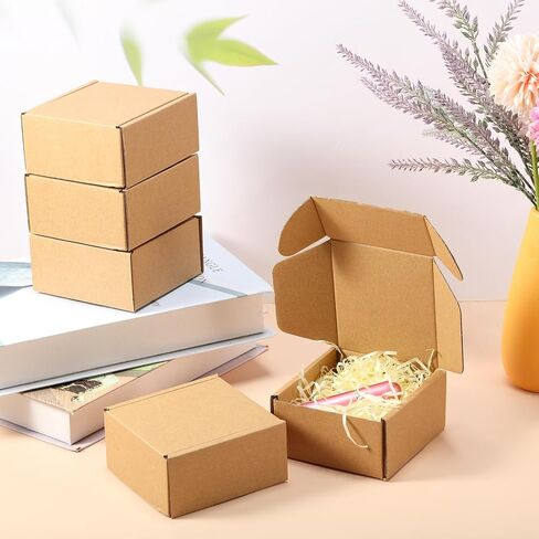 Qilery 100 Pcs Shipping Boxes Cardboard Gift Corrugated Cardboard Brown Boxes Mailer Packaging for Mailing Small Business Present (5.91 x 3.94 x 1.57 Inches) in Saudi Arabia