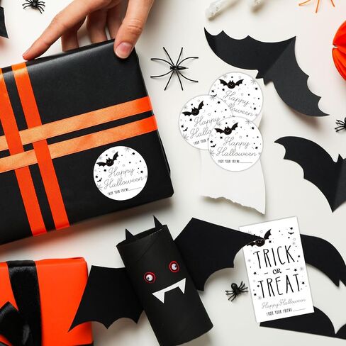 Boo! Happy Halloween Stickers Set - Lovely Ghost -20 Round & 20 Tag Shaped Self-Adhesive Labels for Gift Wrapping, Envelopes Seal, Treat Bags - Party Supplies for Halloween Decoration -A03 in Saudi Arabia
