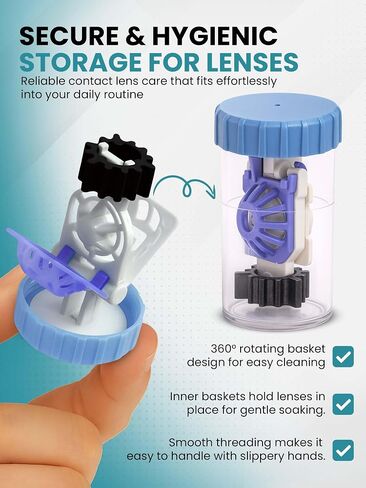 SPORTS WORLD VISION Hydrogen Peroxide Contact Lens Case (3 Pieces) Easy to Carry Vented Universal Protective Case, Barrel Shaped Contact Lens Cleaning Container for Everyday Use in Saudi Arabia