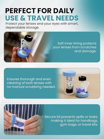 SPORTS WORLD VISION Hydrogen Peroxide Contact Lens Case (3 Pieces) Easy to Carry Vented Universal Protective Case, Barrel Shaped Contact Lens Cleaning Container for Everyday Use in Saudi Arabia