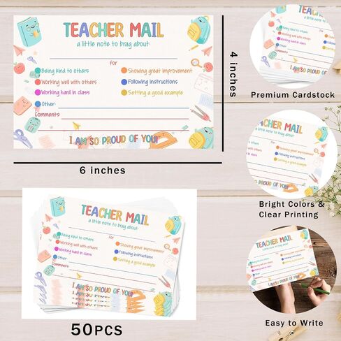 50pcs ملاحظات بريد المعلم للآباء والأمهات ، مستلزمات المعلمين للفصول الدراسية ، بطاقات تحفيزية للسلوك الجيد في الفصل الدراسي ، لإرسال إلى المنزل للمدرسة in Kuwait