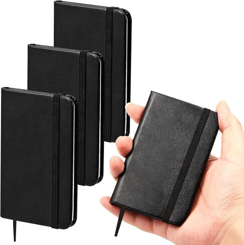 4 Pcs Mini Leather Pocket Notebook 4 x 2.5 Inch Small Hardcover Notebook 50 Sheets Hardcover Mini Notepad Tiny Lined Journal for Office Home School Writing Supplies(Blank Style) in Saudi Arabia