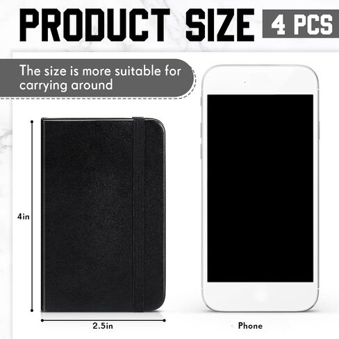 4 Pcs Mini Leather Pocket Notebook 4 x 2.5 Inch Small Hardcover Notebook 50 Sheets Hardcover Mini Notepad Tiny Lined Journal for Office Home School Writing Supplies(Blank Style) in Saudi Arabia