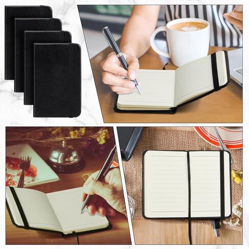 4 Pcs Mini Leather Pocket Notebook 4 x 2.5 Inch Small Hardcover Notebook 50 Sheets Hardcover Mini Notepad Tiny Lined Journal for Office Home School Writing Supplies(Blank Style) in Saudi Arabia