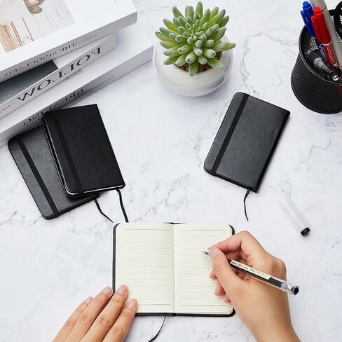4 Pcs Mini Leather Pocket Notebook 4 x 2.5 Inch Small Hardcover Notebook 50 Sheets Hardcover Mini Notepad Tiny Lined Journal for Office Home School Writing Supplies(Blank Style) in Saudi Arabia
