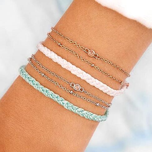Pura Vida Silver or Rose Gold-Plated Satellite Chain Bracelet - Adjustable Band, Coated Brand Charm in Saudi Arabia