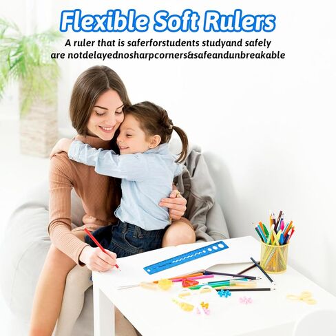 GREVOSEA 2 PCS الحكام المرن ، حاكم بلاستيكي 12 بوصة مع سنتيمترات وبوصة الحكام الناعمة القابلة للانحناء للأطفال والبالغين لوازم المكاتب المنزلية (RED+Blue) in Kuwait