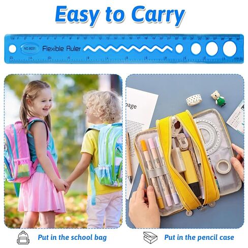 GREVOSEA 2 PCS الحكام المرن ، حاكم بلاستيكي 12 بوصة مع سنتيمترات وبوصة الحكام الناعمة القابلة للانحناء للأطفال والبالغين لوازم المكاتب المنزلية (RED+Blue) in Kuwait