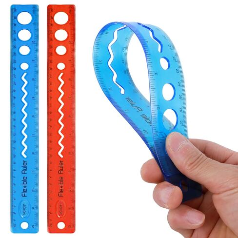 GREVOSEA 2 PCS الحكام المرن ، حاكم بلاستيكي 12 بوصة مع سنتيمترات وبوصة الحكام الناعمة القابلة للانحناء للأطفال والبالغين لوازم المكاتب المنزلية (RED+Blue) in Kuwait