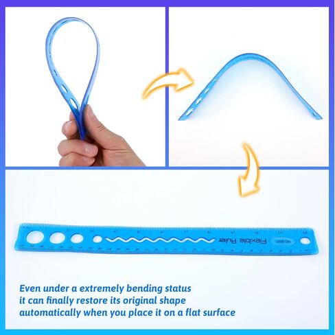 GREVOSEA 2 PCS الحكام المرن ، حاكم بلاستيكي 12 بوصة مع سنتيمترات وبوصة الحكام الناعمة القابلة للانحناء للأطفال والبالغين لوازم المكاتب المنزلية (RED+Blue) in Kuwait