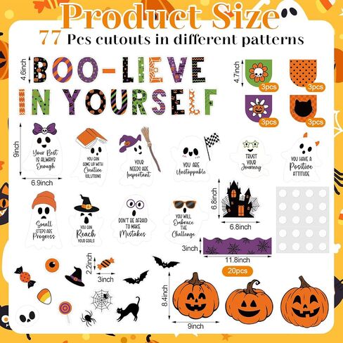 Epakh 77 PCS Halloween Bulletin Board Sets تحفيز الفصل الدراسي ديكور جدار إيجاب in Kuwait