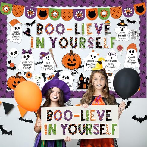 Epakh 77 PCS Halloween Bulletin Board Sets تحفيز الفصل الدراسي ديكور جدار إيجاب in Kuwait