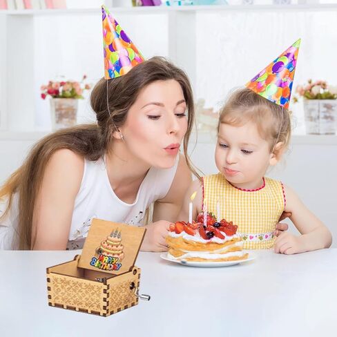 صندوق الموسيقى هدايا للأم من ابنة هدية عيد ميلاد للأم أفضل هدايا ماما كرنك اليد محفورة صندوق موسيقي العتيقة صندوق الموسيقى خمر in Kuwait