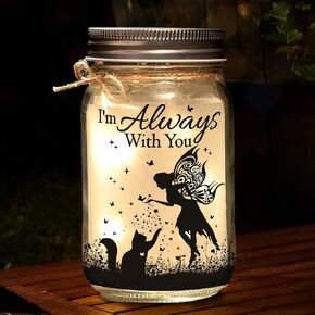 Cat Memorial Gifts Mason Jar Night Light, I'm Always with You Mason Jars Mini LED Light, Pet Memorial Gift for Cat Lovers, Centerpiece Table Decorations, Bereavement Gift Ideas in Saudi Arabia