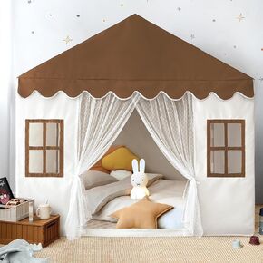 خيمة الأطفال مع حصيرة ، خيمة لعب الأطفال للأطفال الصغار ، 57 "L x 35.5" W × 53 "H ، خيام الأطفال الصغار للفتيات ، كوخ خيمة كبيرة - مسرح داخلي للأولاد (براون) in Kuwait