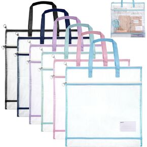 6pcs Sew Project Bag 16.5×16.5'' Quilting Craft Organizer Storage with Handle Jumbo Needlepoint Project Bag for Sewing Mesh Bags Portable Vinyl Mesh Zipper Pouch for Quilter Knitting Stitching Crafter in Kuwait