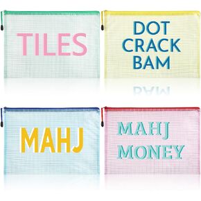 2 Pack 13.6 x 9.7 Inch Empty Mahjong Tile Bag American PVC Clear Mahjong Case Size 166 Waterproof Zippered Storage Tile Holder Rack Bag for Game Lover Gift Travel, Case Only in Saudi Arabia