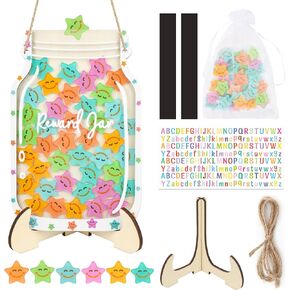 Personalized Magnetic Reward Jar - Smiley Faces Jar with Colorful DIY Letter Stickers, Ideal for Classroom Reward System Home Chore Chart, Positive Behavior Training (42PCS Smiley) in Kuwait