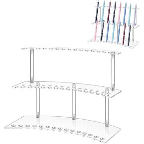 Acrylic Pen Display Stand, Pen Holder 2-Tier 30 Slot 1.3cm Wide Organizer for Fountain Pens, Makeup Brushes, Artist Supplies Office/Home/Classroom Storage Rack in Saudi Arabia
