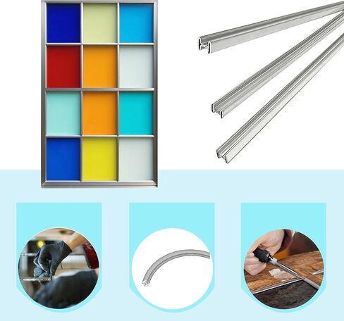 7/32" H Zinc Came for Stained Glass Projects, 24ft H-Channel Zinc Came, Flat, 3ft x 8 Strips in Kuwait