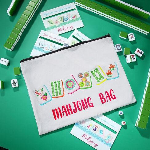 Amyhill 4 Pcs Mahjong Line Finder Cards and 2 Pcs Storage Bags Acrylic Pink Mahjong Rules Helpers Rules Reader for Players Beginner Gift Travel Party Competitions Game Nights in Saudi Arabia