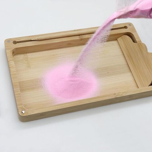 صينية رملية خشبية مع غطاء لكتابة الرسائل والأرقام ، وصواني كتابة الرمال الخشبية مونتيسوري الرملية مع الرمال الخضراء ، والبطاقة ، والقلم للرسم ، 10.2 × 6.3 بوصة in Kuwait