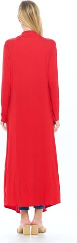 Isaac Liev Women's Maxi Cardigan – Casual Long Flowy Open Front Floor Length Drape Lightweight Duster Sweater Made in USA in Kuwait