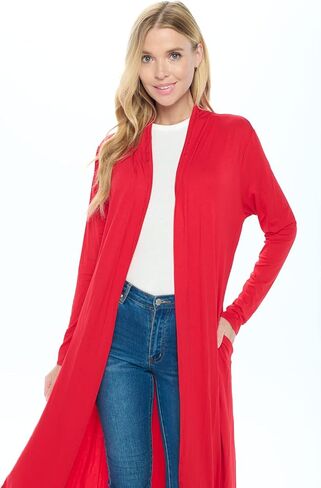 Isaac Liev Women's Maxi Cardigan – Casual Long Flowy Open Front Floor Length Drape Lightweight Duster Sweater Made in USA in Kuwait