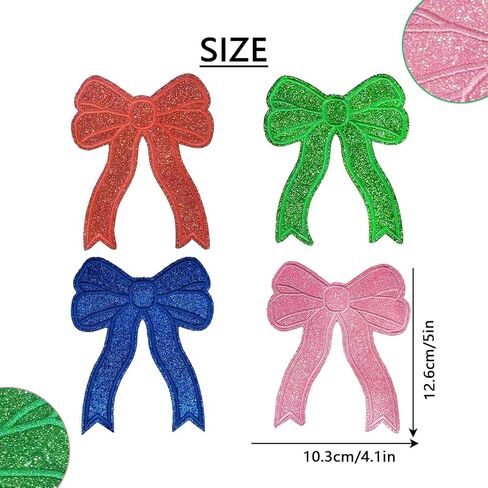 6 Pcs Bow Iron On Patch,5 Inch Glitter Bow Patches Iron On,Cute Embroidered Applique Bowcore Girly Aesthetic Patch for Sweatshirt Side Clothes Jackets Jeans (Blue) in Saudi Arabia