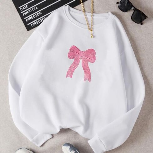 6 Pcs Bow Iron On Patch,5 Inch Glitter Bow Patches Iron On,Cute Embroidered Applique Bowcore Girly Aesthetic Patch for Sweatshirt Side Clothes Jackets Jeans (Blue) in Saudi Arabia