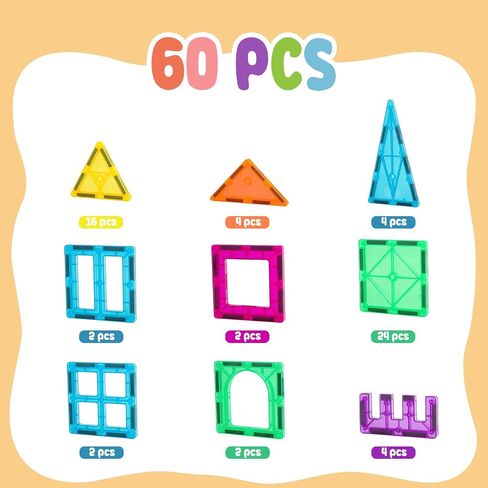 FNJO Magnetic Tiles, 110PCS Magnet Building Blocks STEM Toy for Kids in Saudi Arabia