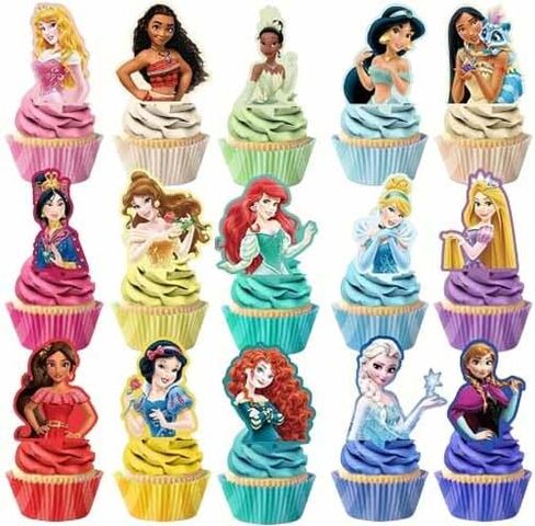 30 Pcs Cute Princess Cartoon Cake Toppers, Cupcake Decorations Birthday Cake, Cute Anime Princess Toppers for Muffin Waffles, Cake Scenographic Party Theme Cartoon for Children Girls in Saudi Arabia
