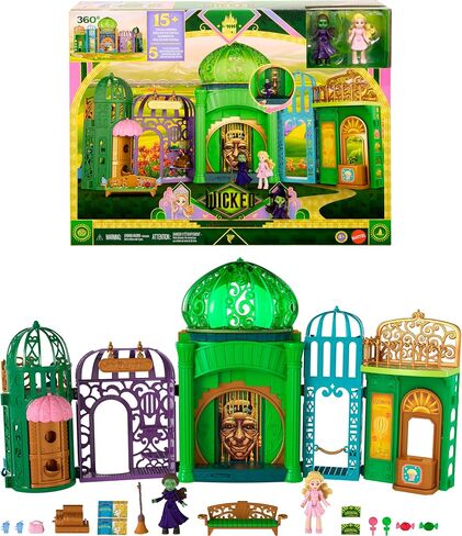 Mattel Universal Pictures’ Wicked Emerald City Playset with Glinda & Elphaba Small Dolls, 5 Play Spaces & 15 Accessories, Inspired by The Movie in Saudi Arabia