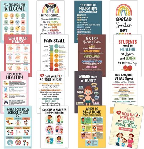 Decorably 15 Health Posters for School Nurse Office Decorations, 11x17in Matte-Laminated Educational School Nurse Posters for Office - Classroom, Bulletin Boards, Home Study Room in Saudi Arabia