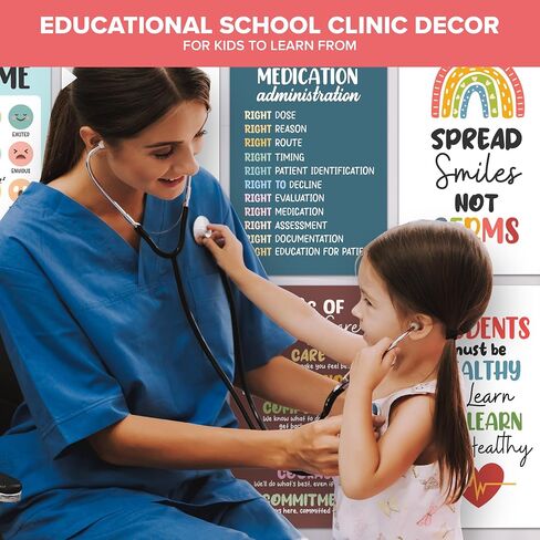 Decorably 15 Health Posters for School Nurse Office Decorations, 11x17in Matte-Laminated Educational School Nurse Posters for Office - Classroom, Bulletin Boards, Home Study Room in Saudi Arabia