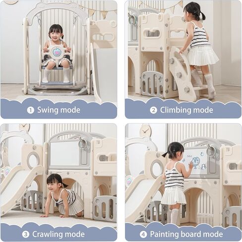 Toddler Outdoor Climber Playset with Basketball for Kids Ages 1 to 3 Years Slide and Swing Set 12 in 1 Playground Indoor Slide for Kids Durable Ecofriendly Plastic Backyard Playset White in Kuwait