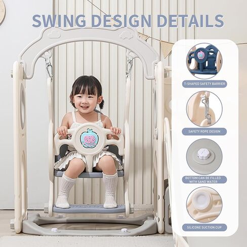 Toddler Outdoor Climber Playset with Basketball for Kids Ages 1 to 3 Years Slide and Swing Set 12 in 1 Playground Indoor Slide for Kids Durable Ecofriendly Plastic Backyard Playset White in Kuwait