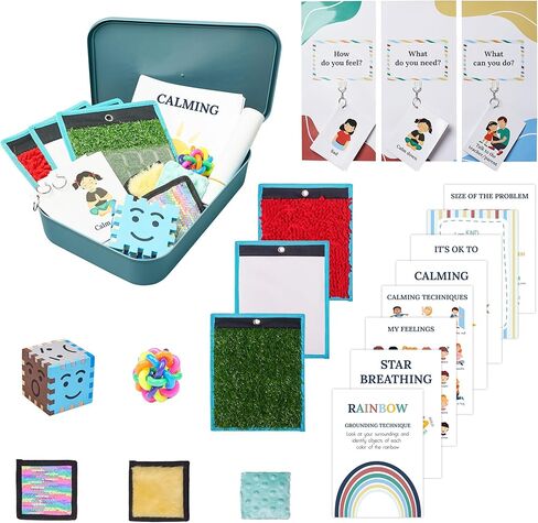 ODOXIA Calm Down Corner | Classroom and Special Education Must Haves | Calming Corner Items for Kids | Calming Corner Kit with Sensory Mats, Posters, Solutions Wall, Sensory Toys in Saudi Arabia