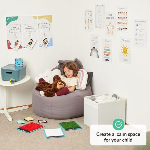 ODOXIA Calm Down Corner | Classroom and Special Education Must Haves | Calming Corner Items for Kids | Calming Corner Kit with Sensory Mats, Posters, Solutions Wall, Sensory Toys in Saudi Arabia
