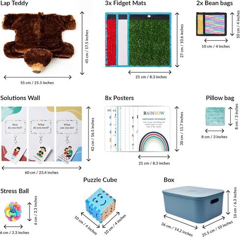 ODOXIA Calm Down Corner | Classroom and Special Education Must Haves | Calming Corner Items for Kids | Calming Corner Kit with Sensory Mats, Posters, Solutions Wall, Sensory Toys in Saudi Arabia