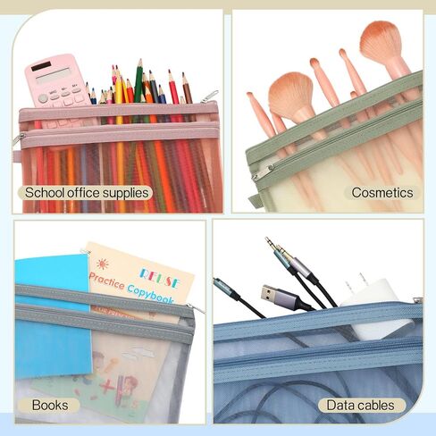 Marspark 20 Pack Mesh Mesh Zipper Bags ، أكياس شبكة نايلون مزدوجة الطبقة مع مقبض التخزين والتنظيم A4 & A5 Zipper Pouches for Board Board Game Travel ، 5 Colors in Kuwait