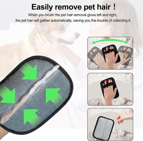 Pet Hair Removal Glove, Magic Brush Pet Hair, Cat Comb, Washable Reusable Dogs Cats Hair Gloves for Furniture, Bed, Sheets, Couch, Clothes, Carpet, Car Seat, Pet Grooming, Curtain (1PCS) in Saudi Arabia