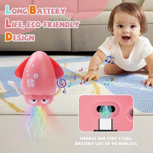 رقص لعبة Squid Toy Octopus ، Tummy Time Crawling Crawling Octopus Baby Toys ، Dancing Leyfish Toy مع LED Music Crazy 8 Leg For Kids Gift in Kuwait