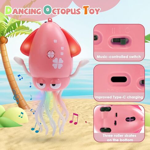 رقص لعبة Squid Toy Octopus ، Tummy Time Crawling Crawling Octopus Baby Toys ، Dancing Leyfish Toy مع LED Music Crazy 8 Leg For Kids Gift in Kuwait